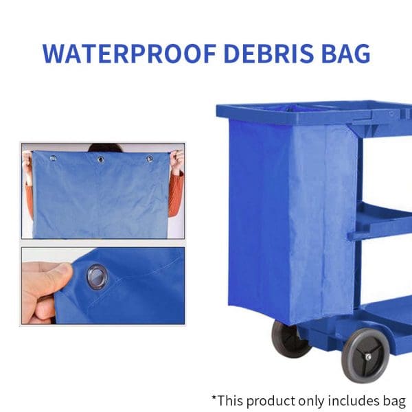 SOGA Oxford Waterproof Reusable Janitor Housekeeping Cart Replacement Bag Blue - Image 2