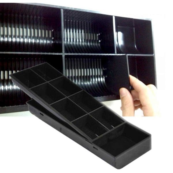 SOGA 4 Bills 8 Coins Cash Tray With Lockable Lid Heavy Duty Spare Cash Tray Black - Image 3