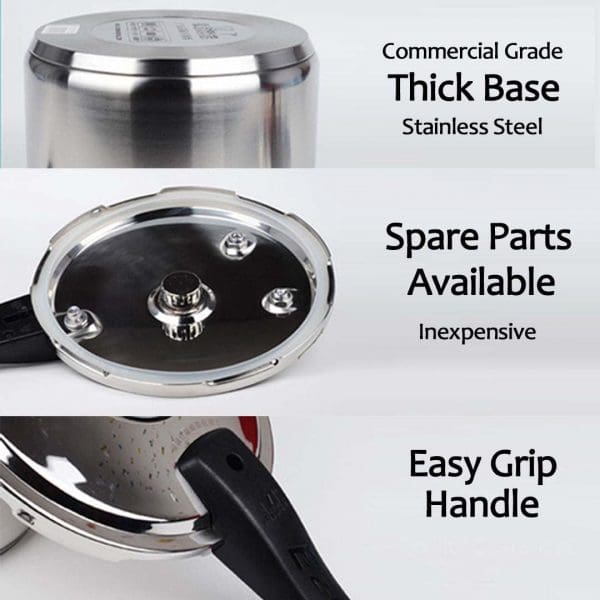 2X 3L Commercial Grade Stainless Steel Pressure Cooker - Image 3