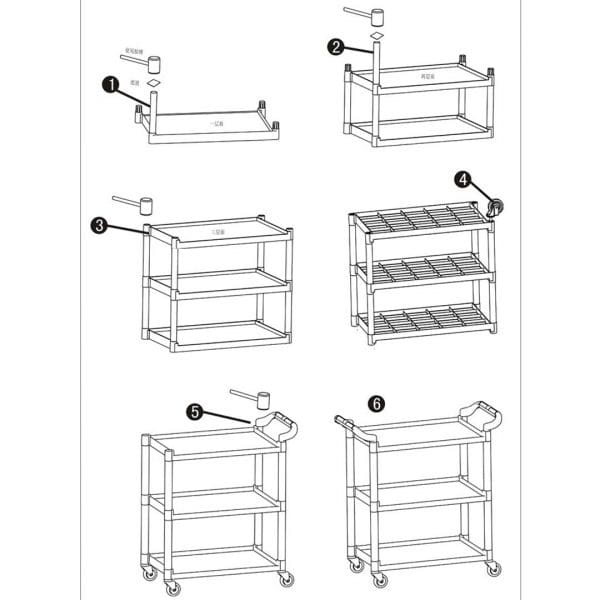 SOGA 3 Tier Food Trolley Food Waste Cart Storage Mechanic Kitchen Black Large - Image 5