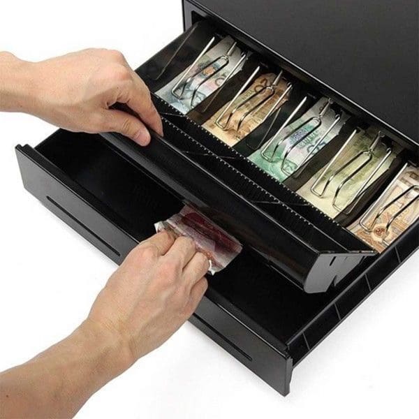 SOGA 4 Bills 8 Coins Cash Tray With Lockable Lid Heavy Duty Spare Cash Tray Black - Image 5