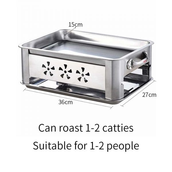 2X 36CM Portable Stainless Steel Outdoor Chafing Dish BBQ Fish Stove Grill Plate - Image 7