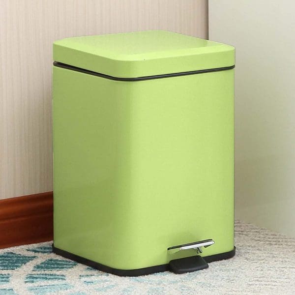 SOGA Foot Pedal Stainless Steel Rubbish Recycling Garbage Waste Trash Bin Square 6L Green - Image 8