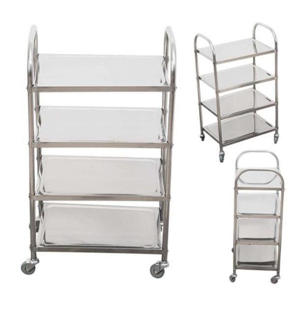 SOGA 4 Tier 860x540x1170 Stainless Steel Kitchen Dining Food Cart Trolley Utility - Image 2