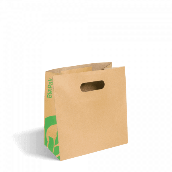 Biopak Small Die Cut Handle Kraft Paper Bags 250pcs