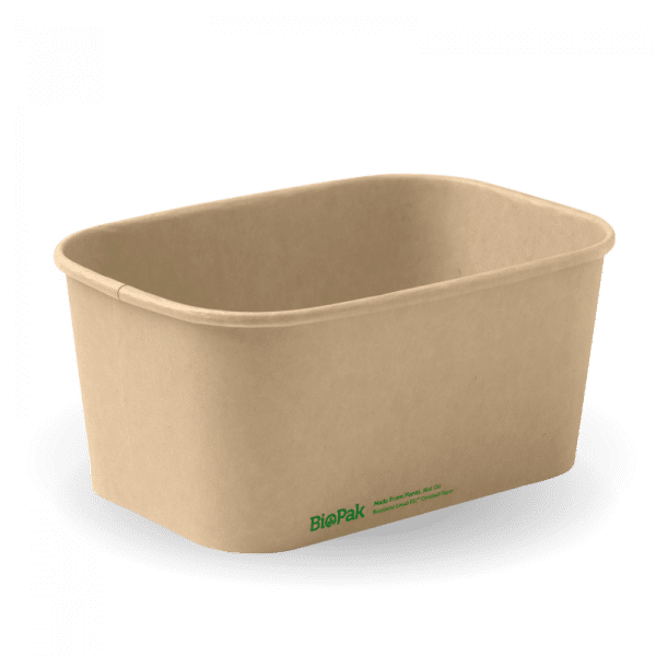 Biopak Natural Rectangle PLA Lined Paper Container 1000ml 300pcs