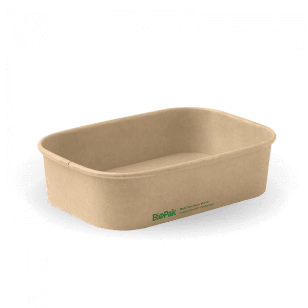 Biopak Natural Rectangle PLA Lined Paper Container 500ml 300pcs