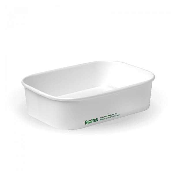Biopak White Rectangle PLA Lined Paper Container 500ml 300pcs