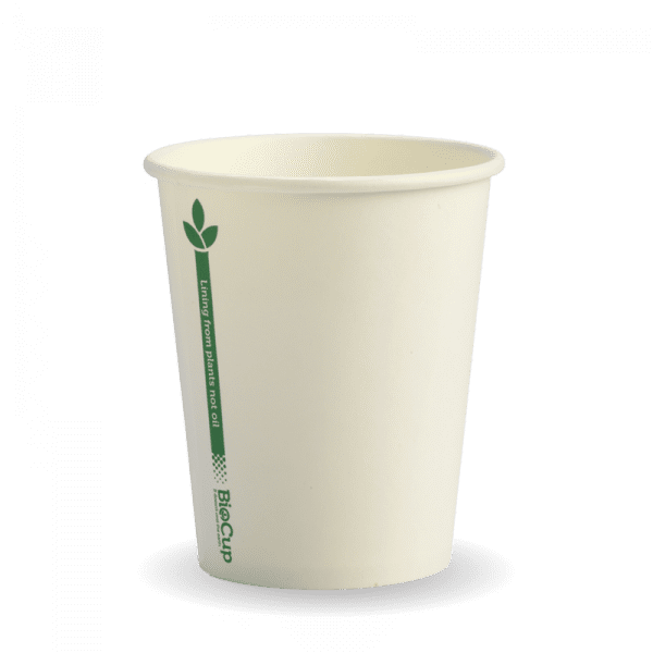 Biopak White Green Line Single Wall BioCup 8oz 1000pcs