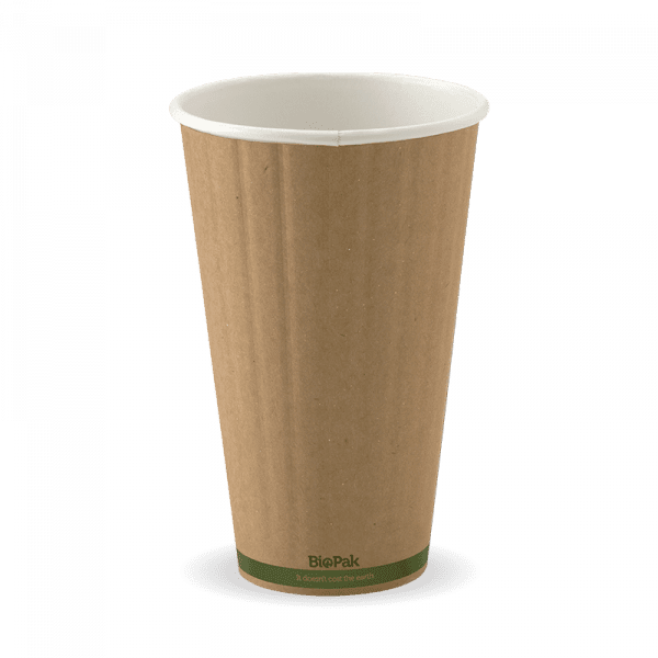 Biopak Kraft Green Stripe Double Wall BioCup 16oz 600pcs