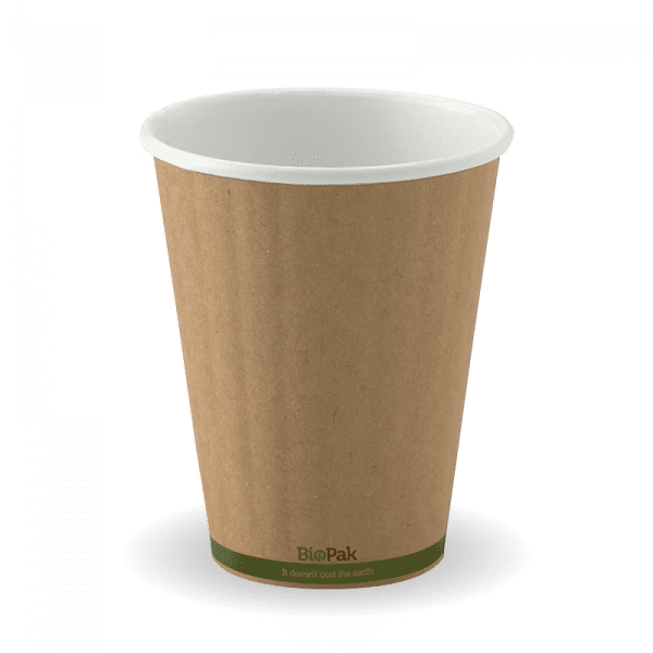 Biopak Kraft Green Stripe Double Wall BioCup 8oz (80mm) 1000pcs