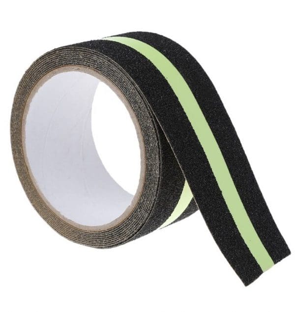 Anti Skid Tape Black With Glow in Dark Stripe 50mm x 18m