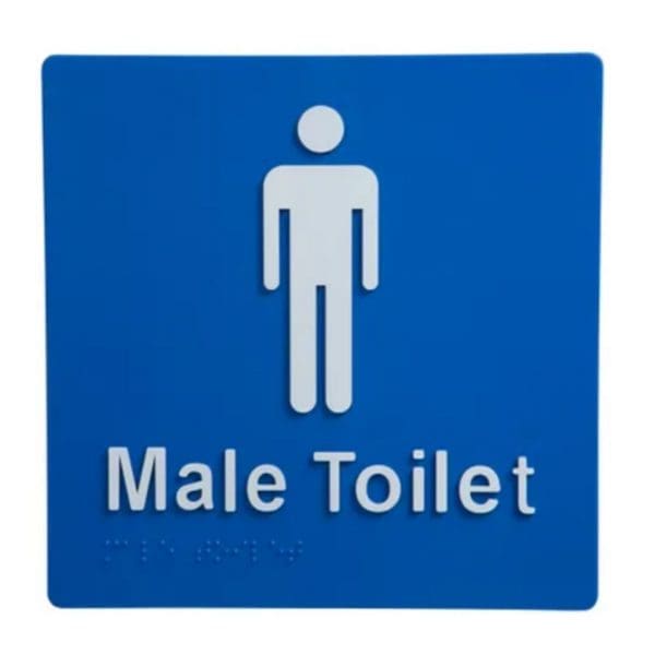 Male Toilet Braille Sign Blue