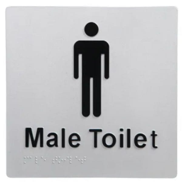 Male Toilet Braille Sign Silver