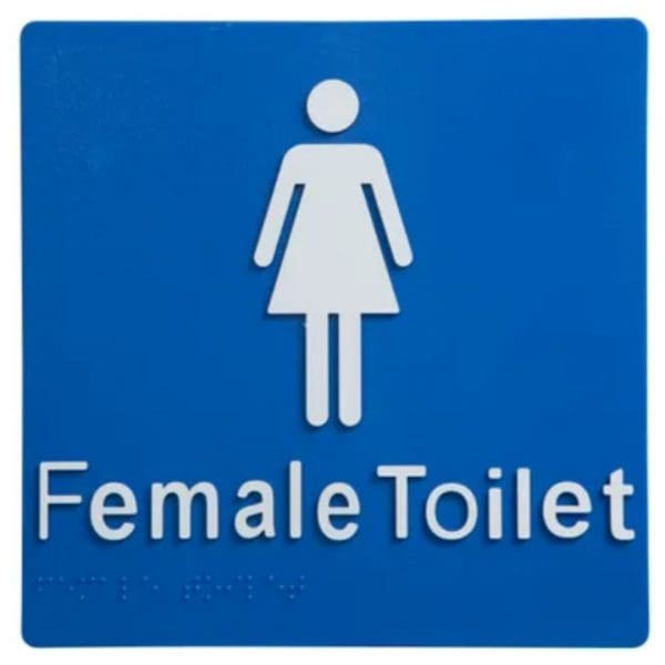 Female Toilet Braille Sign Blue