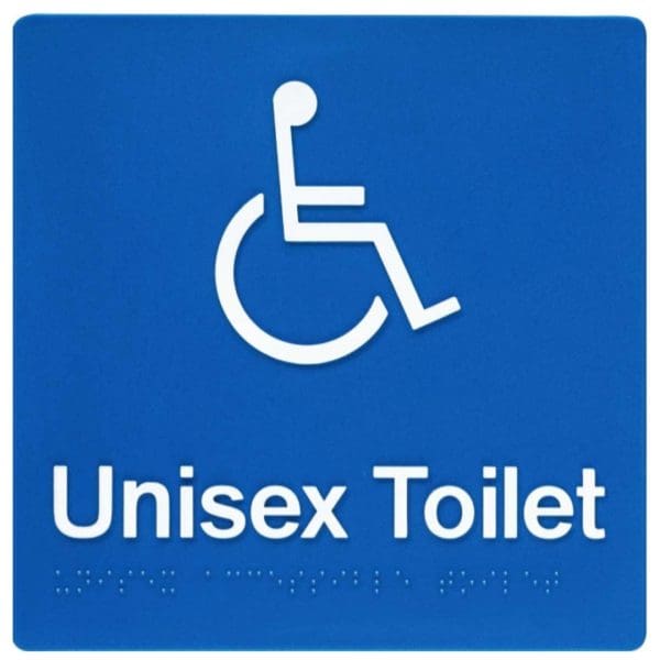 Unisex Disabled Toilet Braille Sign Blue