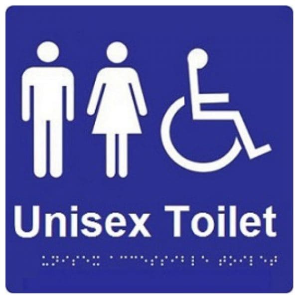 Unisex Accessible Toilet Braille Sign Blue