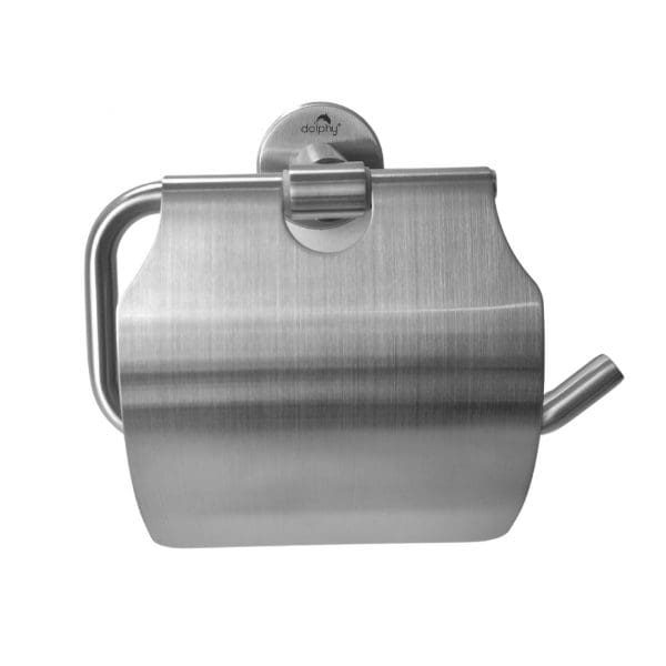 Dolphy Stainless Steel Brushed Toilet Roll Holder with Cover - Image 3