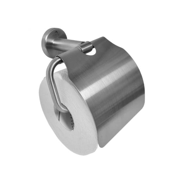 Dolphy Stainless Steel Brushed Toilet Roll Holder with Cover - Image 2