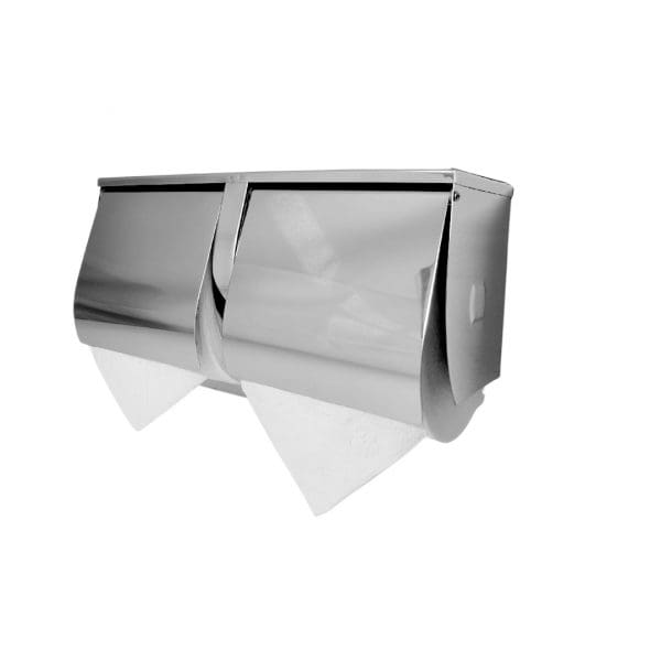 Dolphy Stainless Steel Double Toilet Roll Holder with Shelf - Image 4