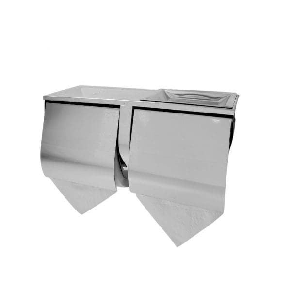 Dolphy Stainless Steel Double Toilet Roll Holder with Shelf - Image 3