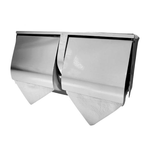 Dolphy Stainless Steel Double Toilet Roll Holder with Shelf - Image 2