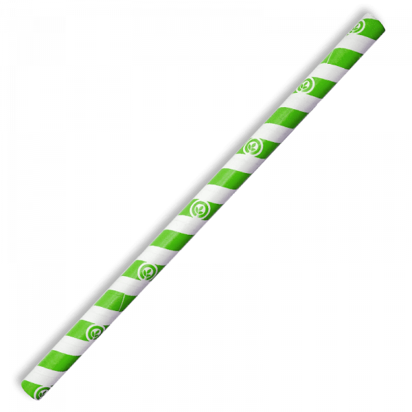 Biopak 10mm Jumbo Green Stripe BioStraw 2500pcs
