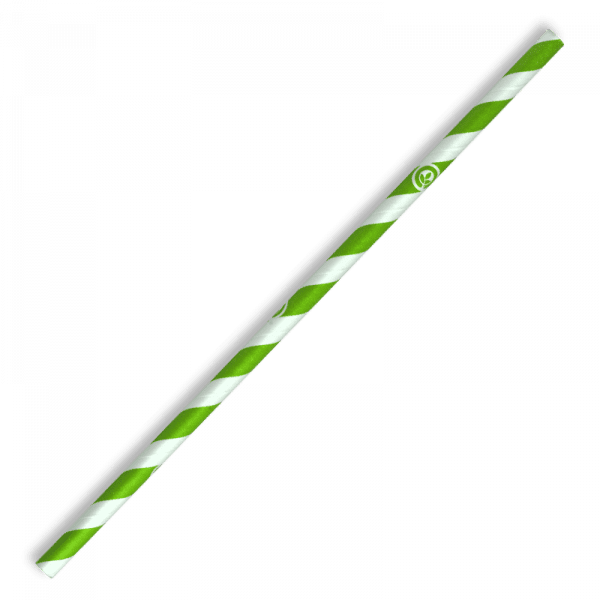 Biopak 6mm Regular Green Stripe BioStraw 2500pcs