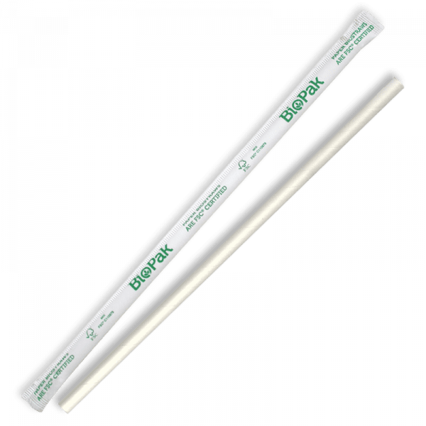 Biopak 6mm Regular White BioStraw Individually Wrapped 2500pcs