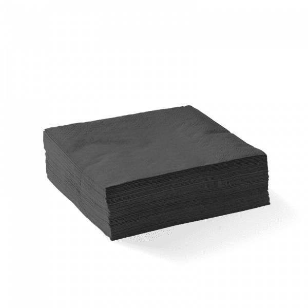 Biopak 2 Ply Black Corner Embossed Cocktail BioNapkin 2000pcs