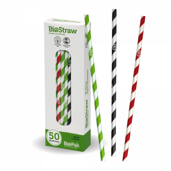 Biopak Mixed Regular Straws 50 Pack