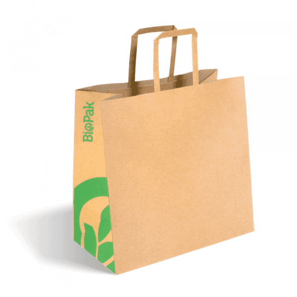 Biopak Flat Handle Kraft Paper Bags Small 250pcs