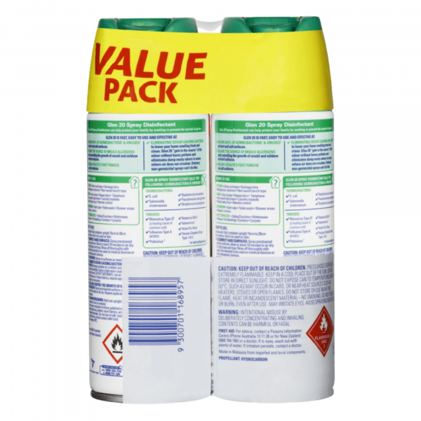 Glen 20 Anti-Bacterial Disinfectant Spray Value Pack 2 x 300g - Image 2