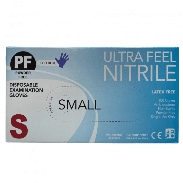 Ultra Feel Disposable Nitrile Gloves Powder Free Eco Blue 100pcs - Image 2