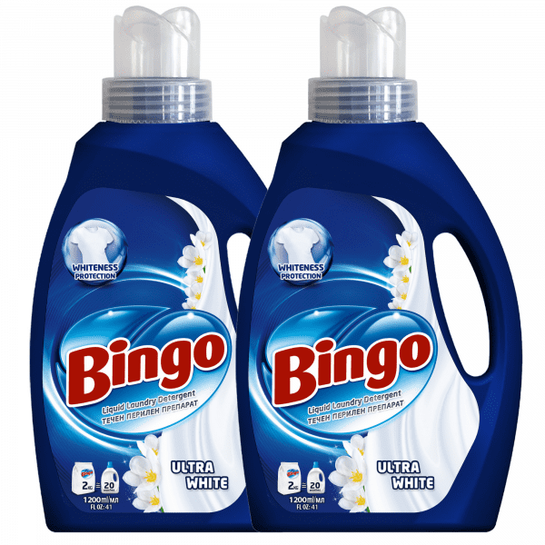 2 x Bingo Ultra White Laundry Liquid 1200ml