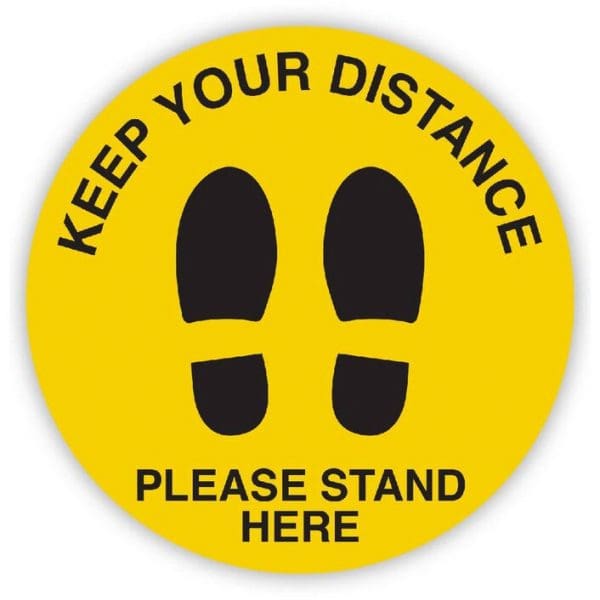 Workplace Safety Floor Sticker - 'Please Stand Here'