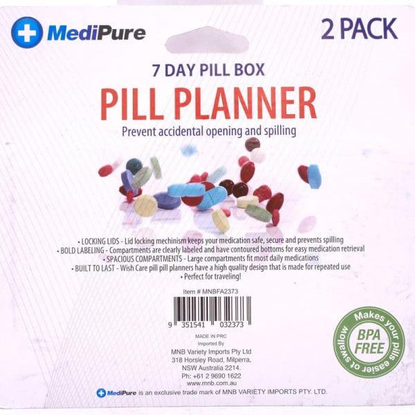 MediPure Weekly Pill Planner 2 Pack - Image 3