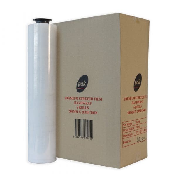 Clear Hand Stretch Film 6 Rolls 20um 500mm x 350m