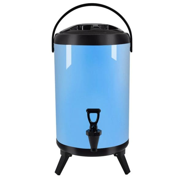 SOGA 14L Stainless Steel Insulated Milk Tea Barrel Hot and Cold Beverage Dispenser Container with Faucet Blue