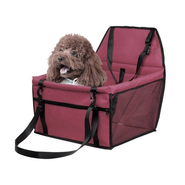 SOGA Waterproof Pet Booster Car Seat Breathable Mesh Safety Travel Portable Dog Carrier Bag Red