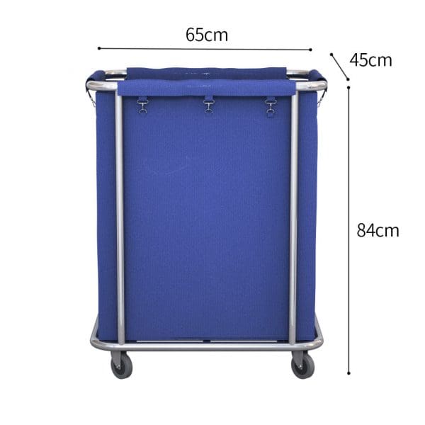 SOGA Stainless Steel Commercial Square Soiled Linen Laundry Trolley Cart with Wheels Blue - Image 2