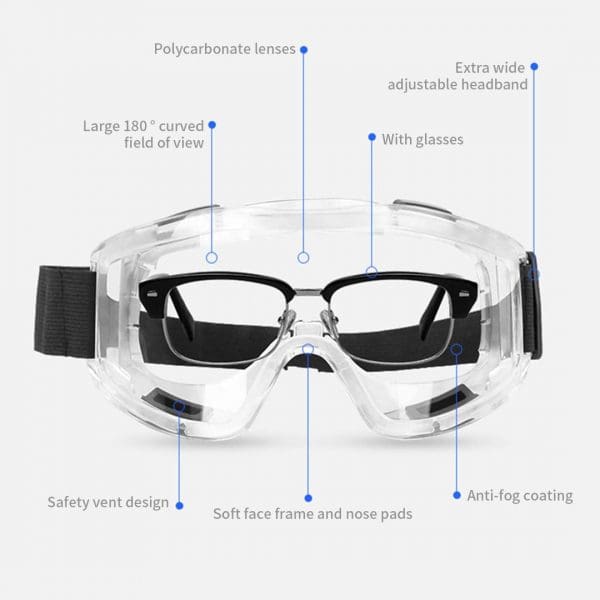 Clear Protective Eye Glasses Safety Windproof Lab Goggles Eyewear - Image 2