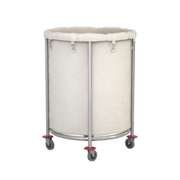 SOGA Stainless Steel Commercial Round Soiled Linen Laundry Trolley Cart with Wheels White - Image 2