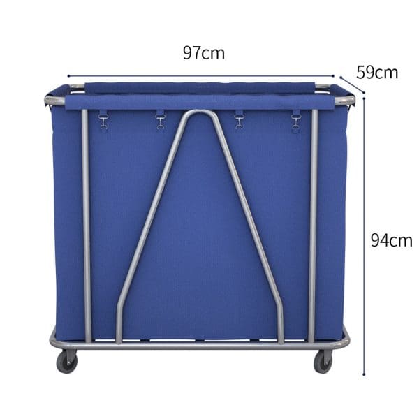 SOGA Stainless Steel Commercial Large Soiled Linen Laundry Trolley Cart with Wheels Blue - Image 2
