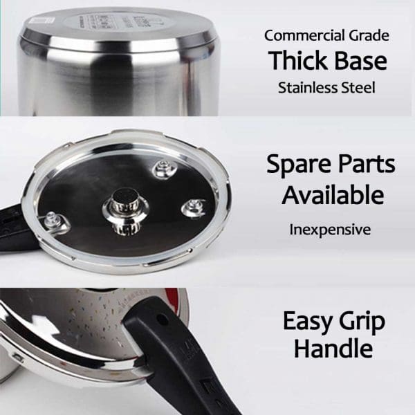 10L Commercial Grade Stainless Steel Pressure Cooker - Image 3