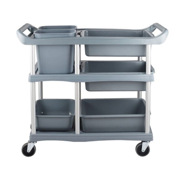 SOGA 3-Tier Commercial Soiled Food Trolley Dirty Plate Cart Five Buckets Kitchen Food Utility - Image 3