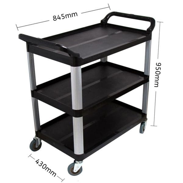 SOGA 3 Tier Food 83.5x43x95cm Trolley Food Waste Cart Storage Mechanic Kitchen Black Small - Image 4