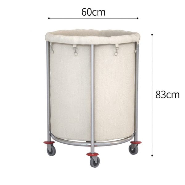 SOGA Stainless Steel Commercial Round Soiled Linen Laundry Trolley Cart with Wheels White - Image 6
