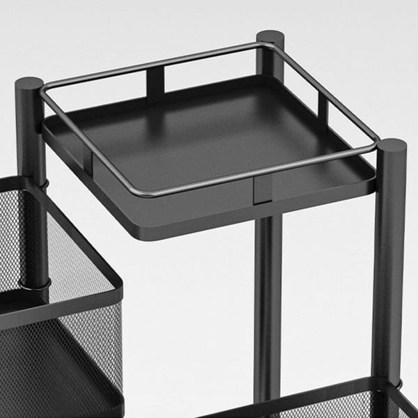 SOGA 4 Tier Steel Square Rotating Kitchen Cart Multi-Functional Shelves Portable Storage Organizer with Wheels - Image 8