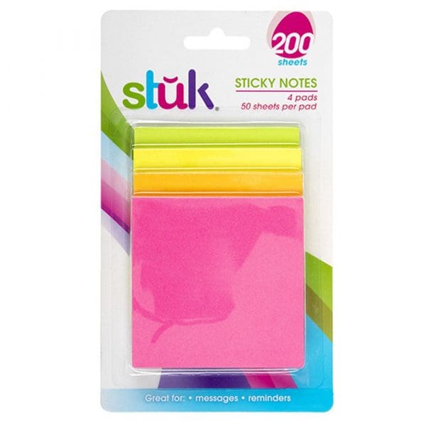 Sticky Note Mixed Colours 50 Sheets x 4 Pads